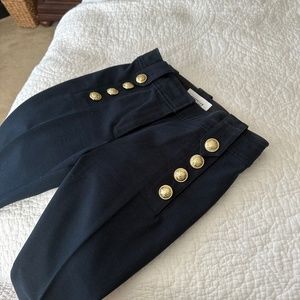 Derek Lam Crosby gold button crop pants navy